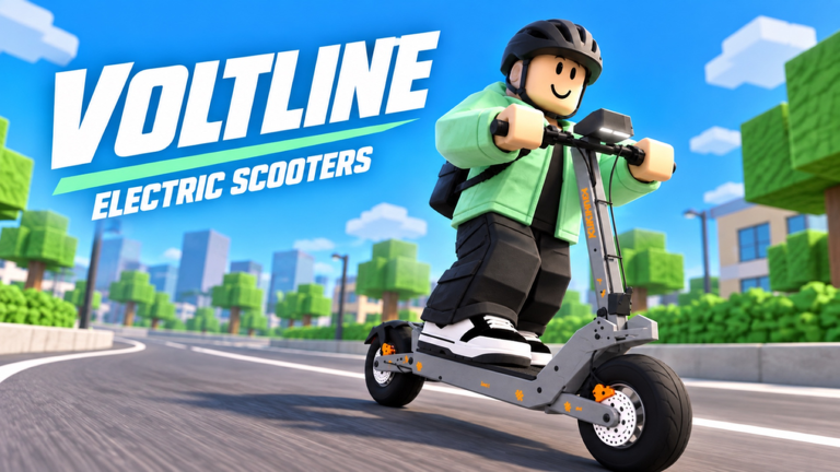 A Voltline rider crossing the city on an electric scooter